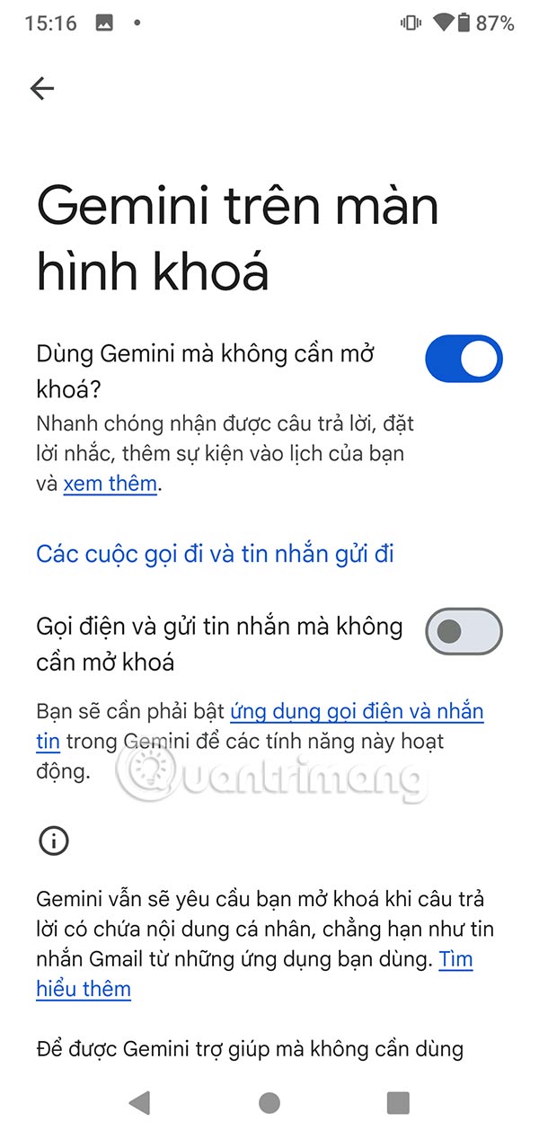 Thực hiện cuộc gọi qua Gemini