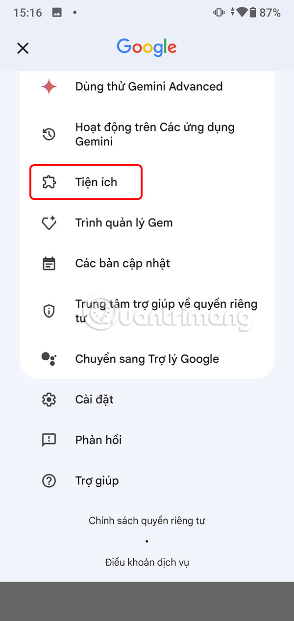Tiện ích Gemini