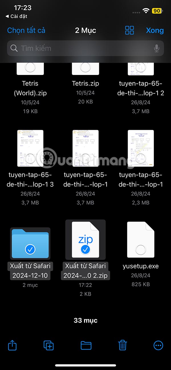 Chọn dữ liệu bookmark