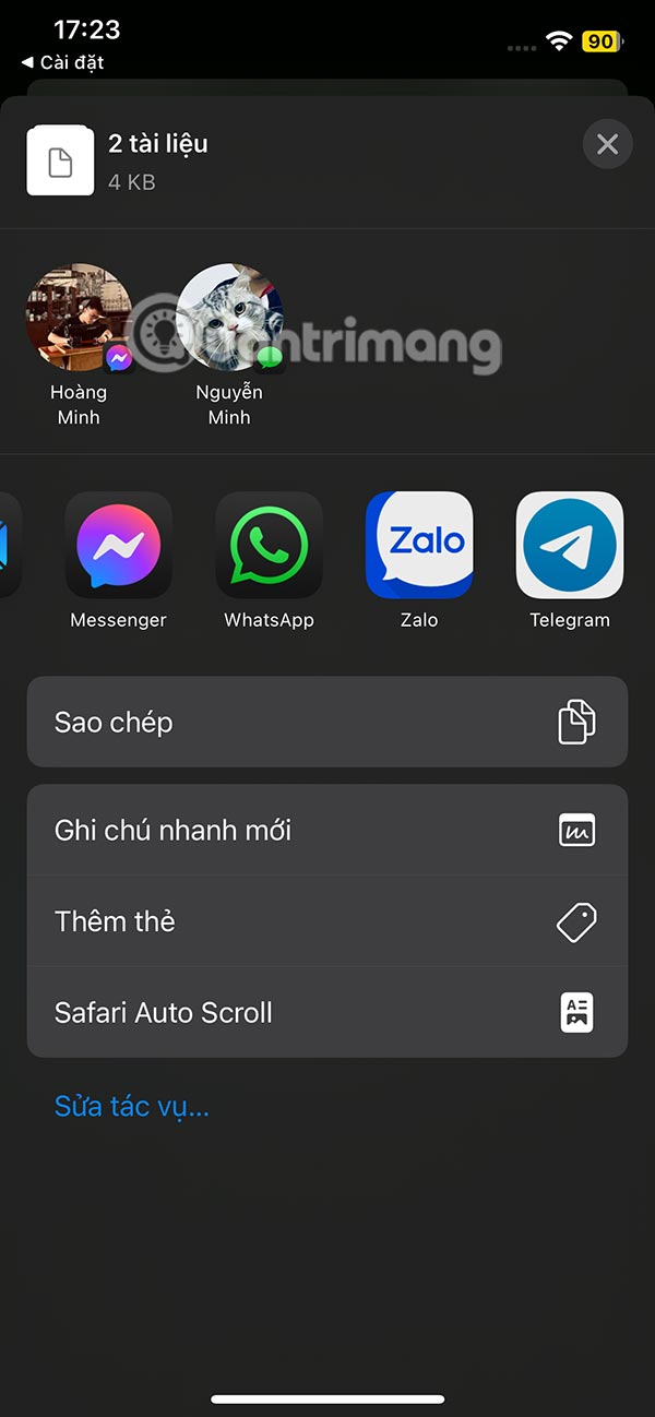 Chia sẻ dữ liệu bookmark Safari
