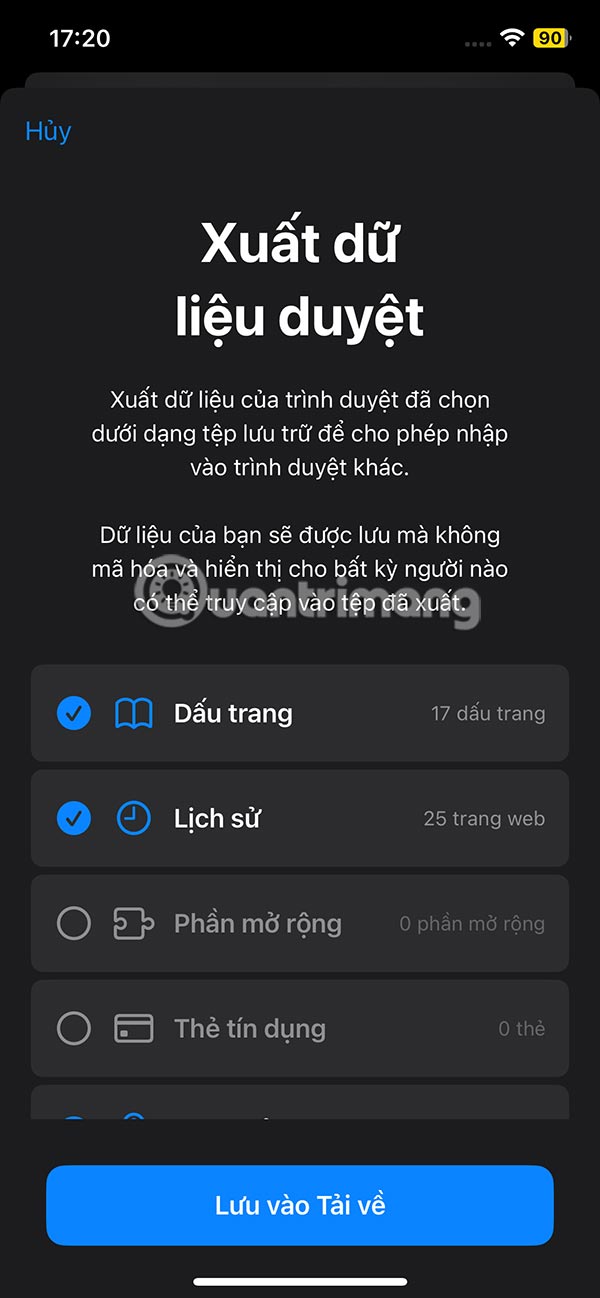 Chọn dữ liệu