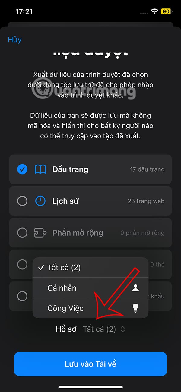 Chọn hồ sơ