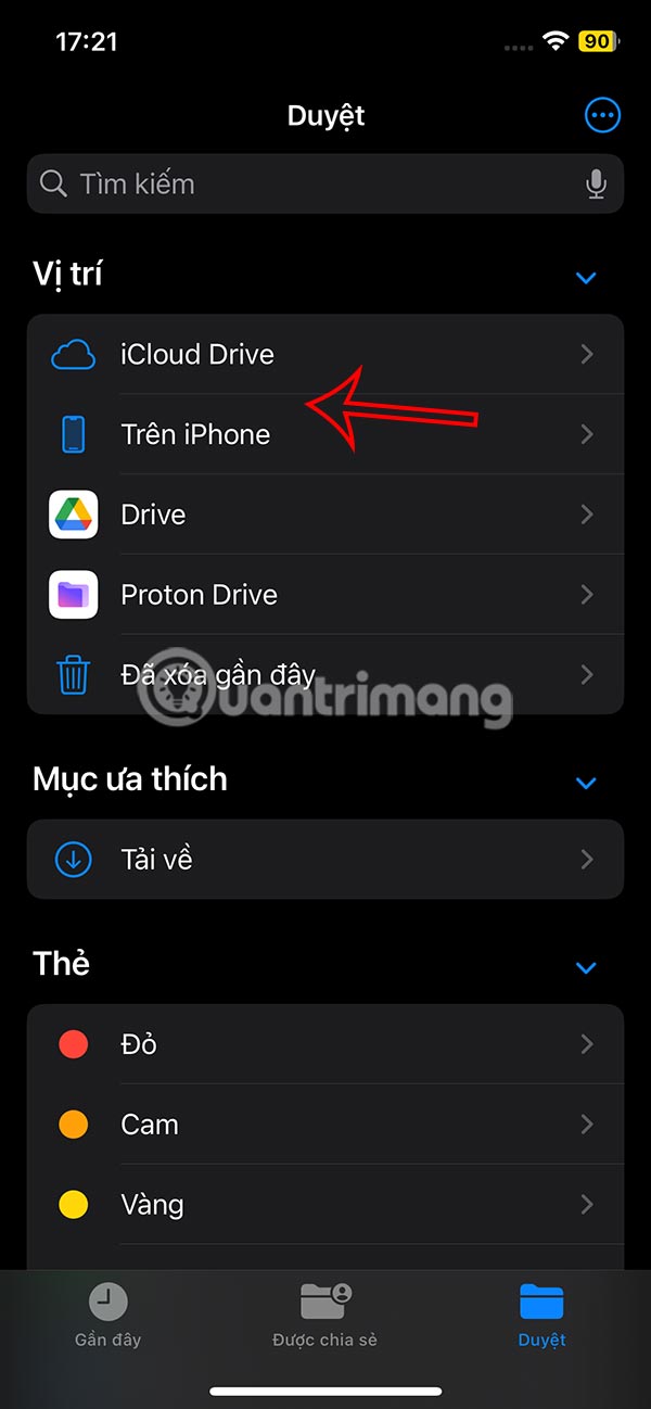 Mở thư mục lưu