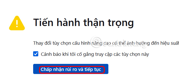 Trang cấu hình Firefox