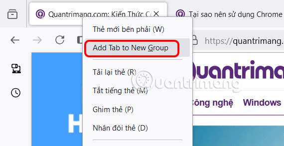 Tạo nhóm tab trên Firefox