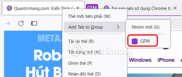 Thêm tab vào nhóm tab Firefox