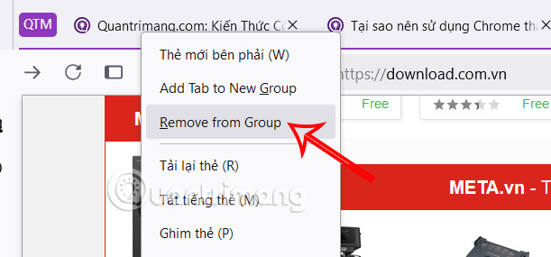 Xóa tab khỏi nhóm tab Firefox