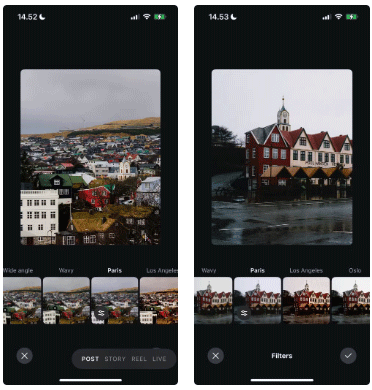 Áp dụng bộ lọc Paris vào ảnh Instagram