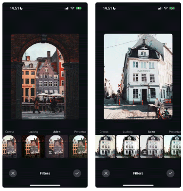 Sử dụng bộ lọc Aden trong ứng dụng Instagram