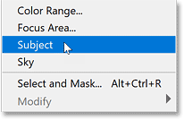 Choose the Select Subject command in Photoshop.