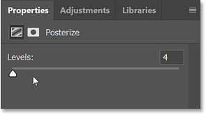 Levels slider in the Properties panel