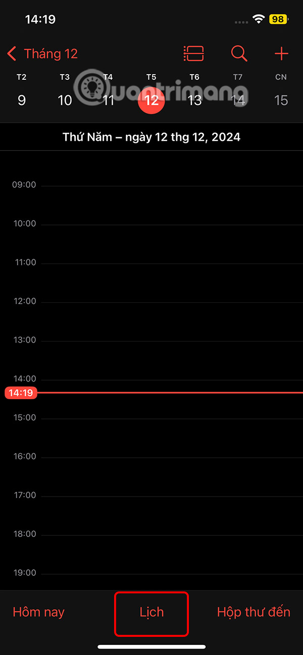 Calendar application on iPhone