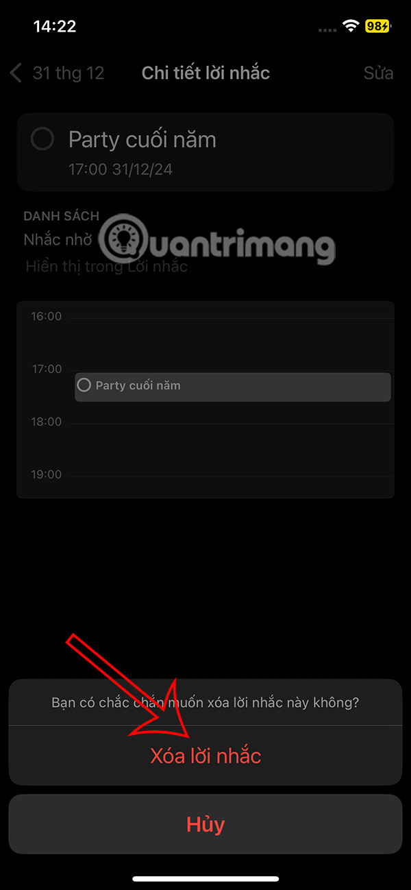 Delete reminders in Calendar 