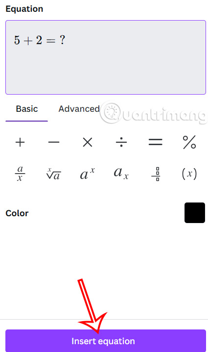 Basic mathematical symbols on Canva 