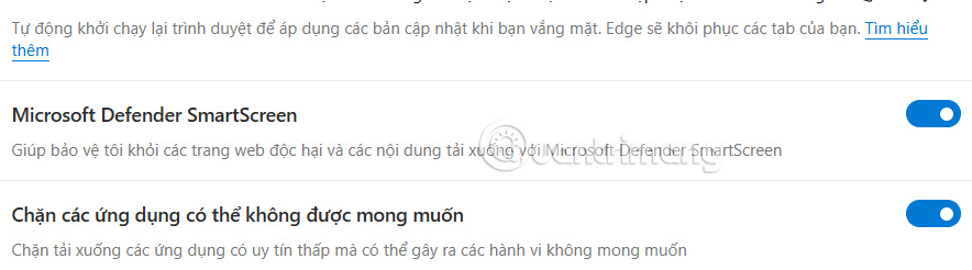 Sử dụng Microsoft Defender SmartScreen Edge 