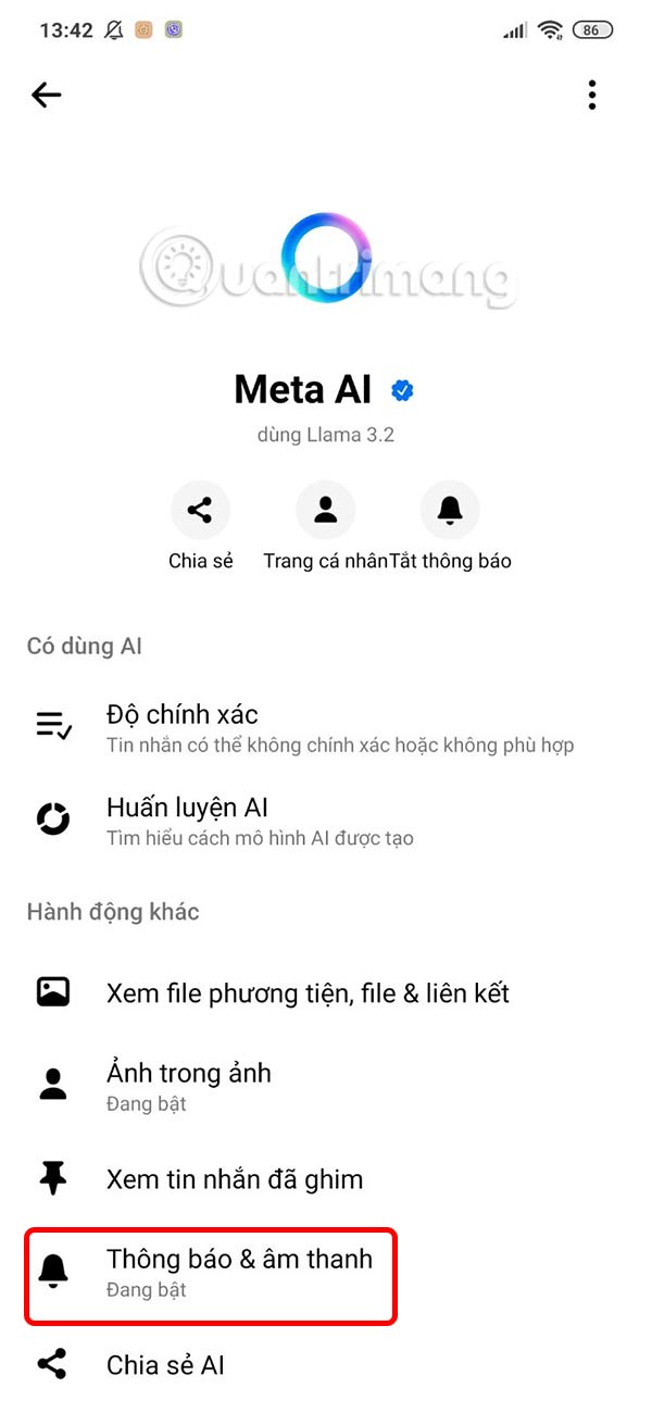 Adjust Meta AI notifications