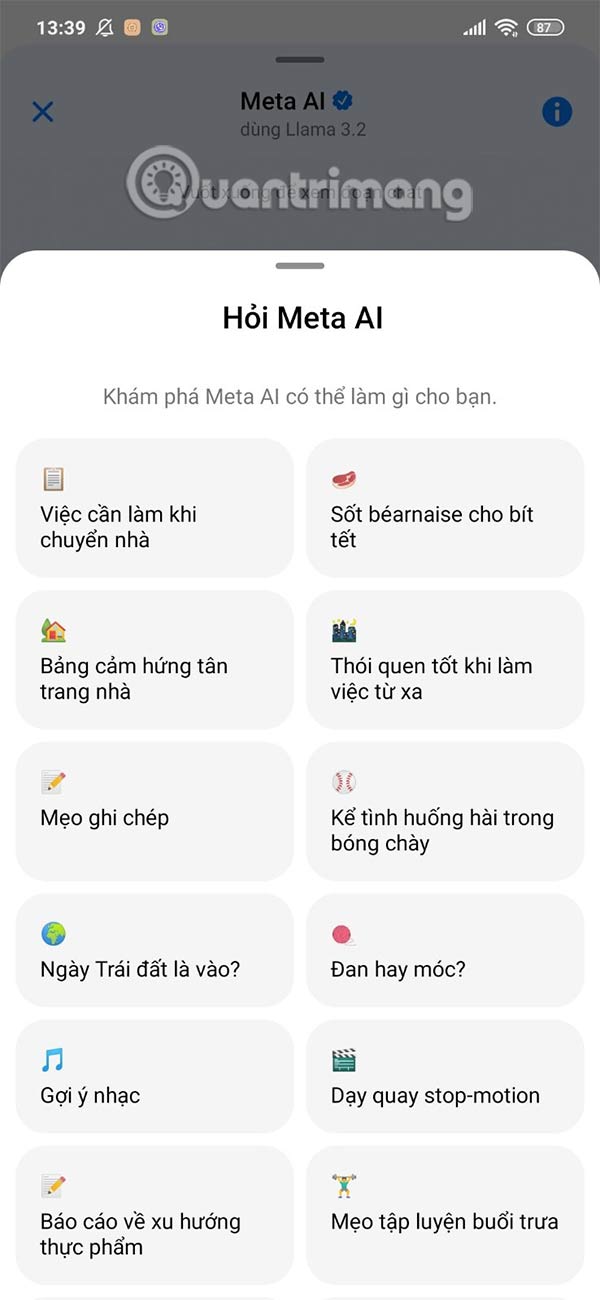 Meta AI chatbot theme