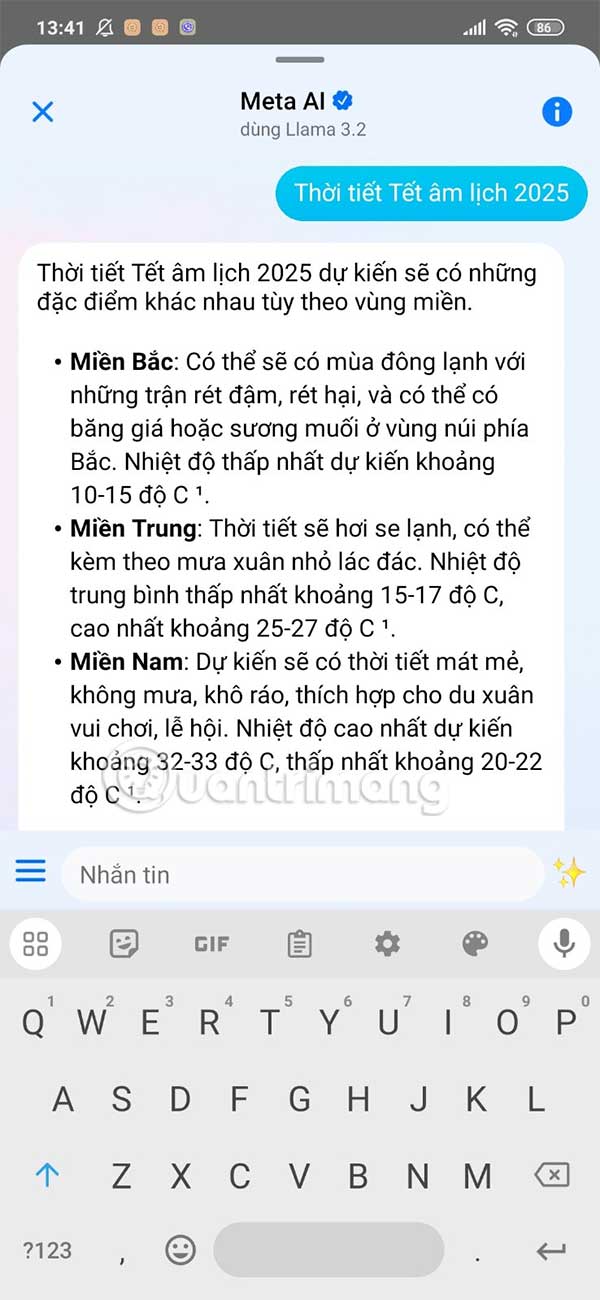 Thông tin phản hồi Meta AI