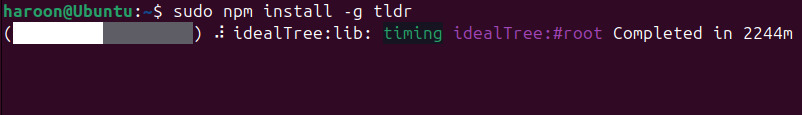 Cài đặt Tldr bằng Npm