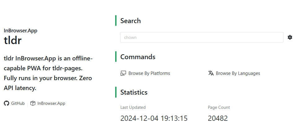 Trang trình duyệt web Tldr