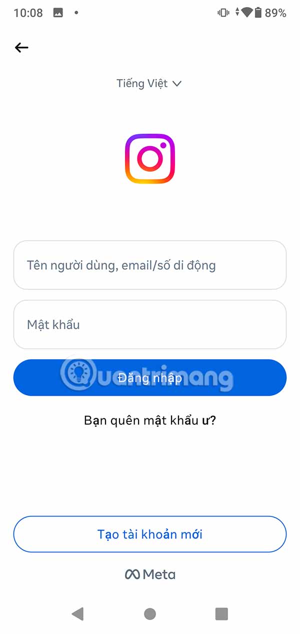 Nhập tài khoản Instagram