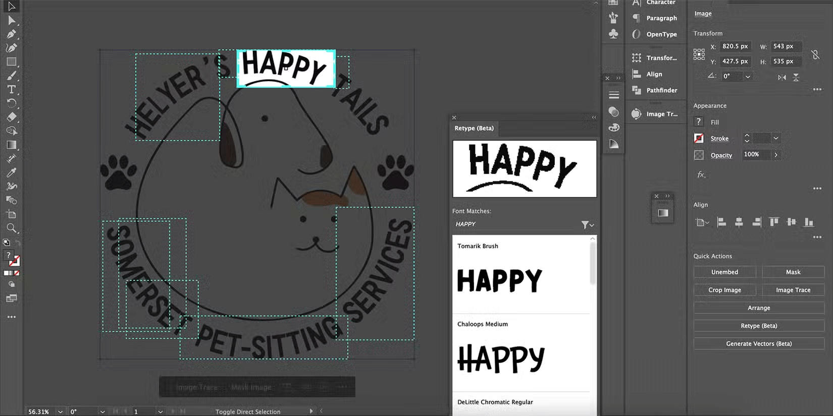 Công cụ AI Retype của Adobe Illustrator