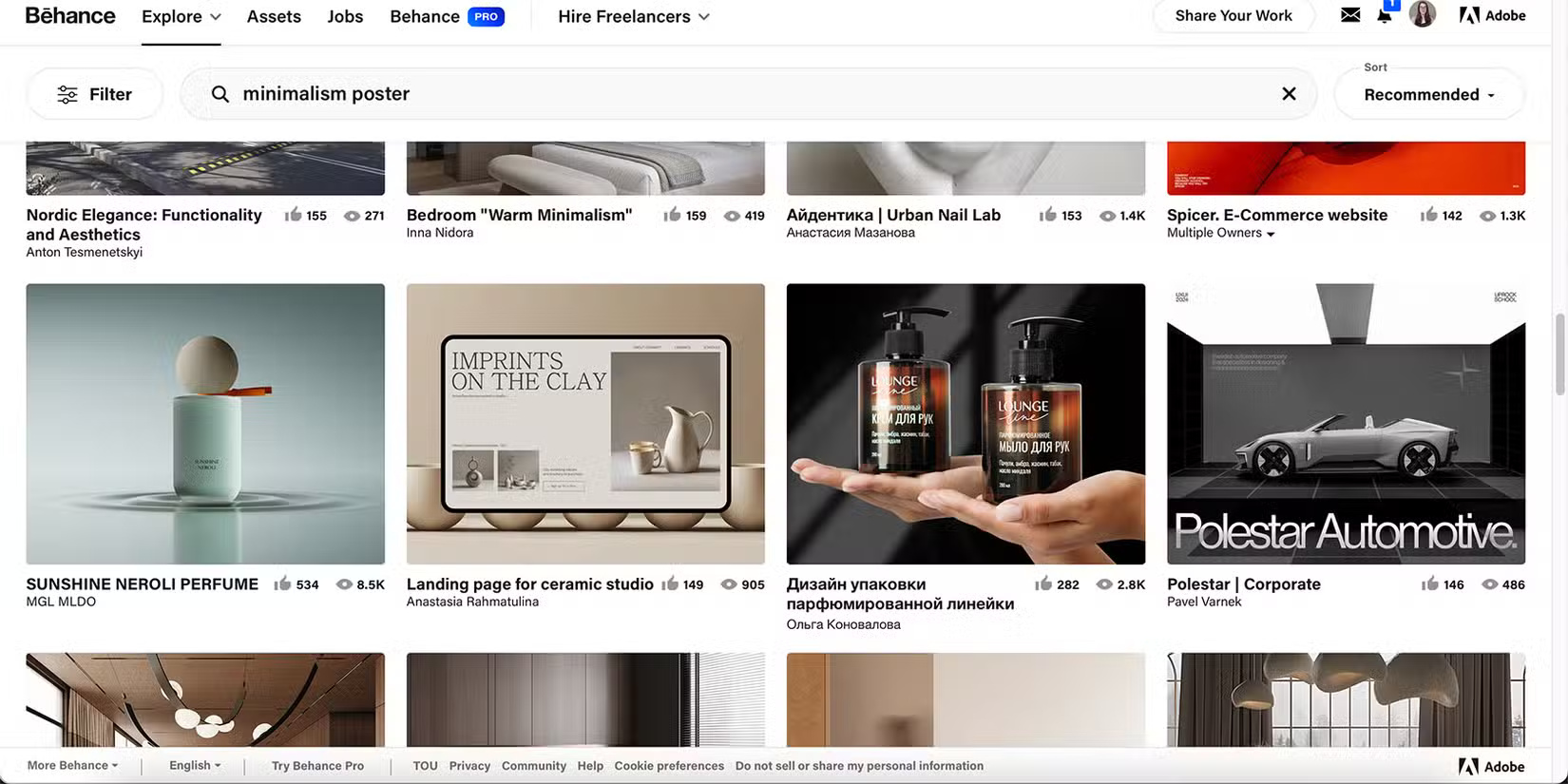 Thiết kế chủ nghĩa tối giản trên Behance