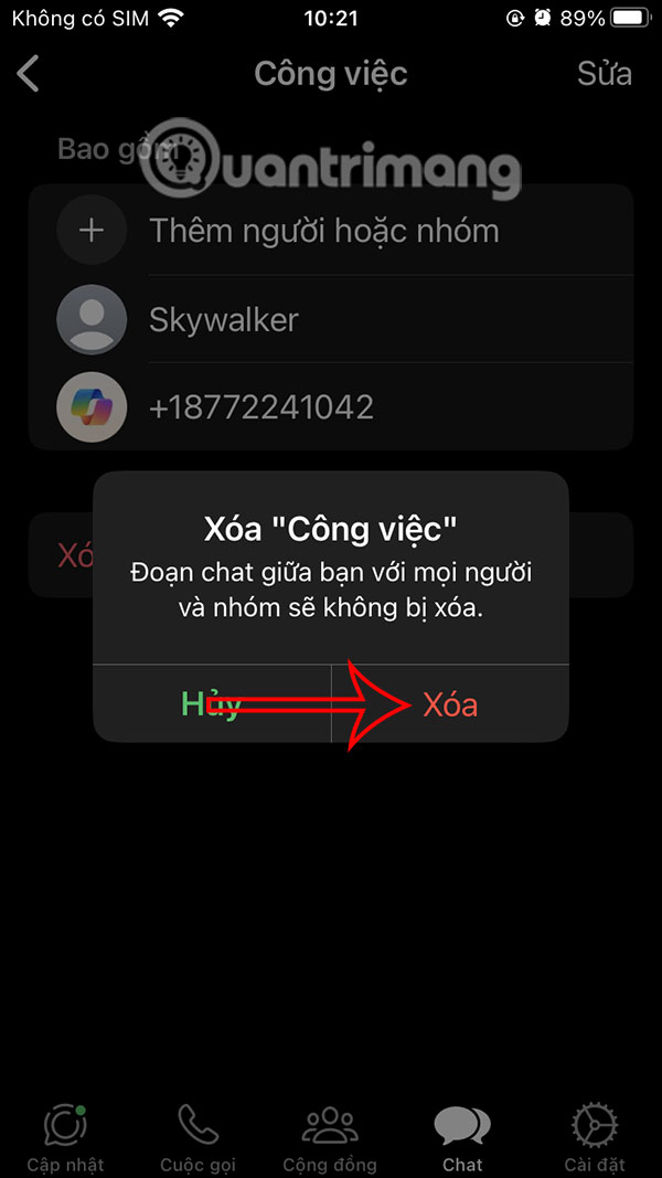 Chọn xóa bộ lọc tin nhắn WhatsApp