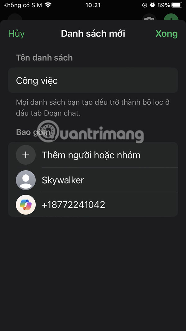 Bộ lọc tin nhắn WhatsApp