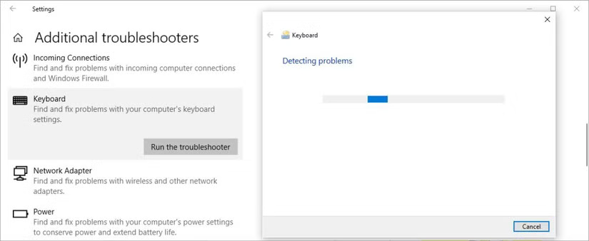 Chạy Keyboard Troubleshooter trong Windows 10