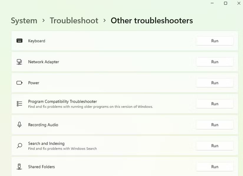 Chạy Keyboard Troubleshooter