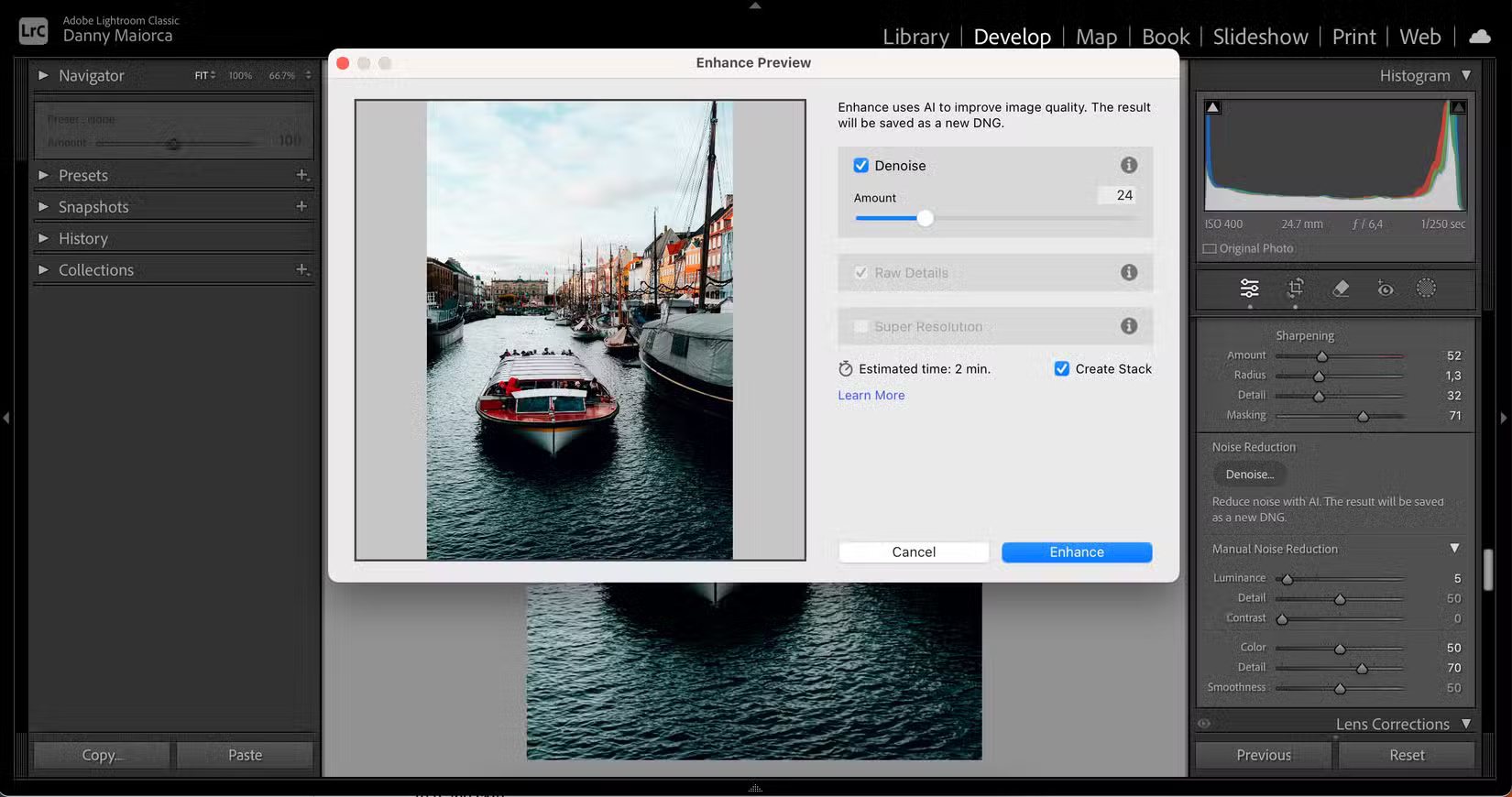 Use the AI ​​denoising tool in Adobe Lightroom