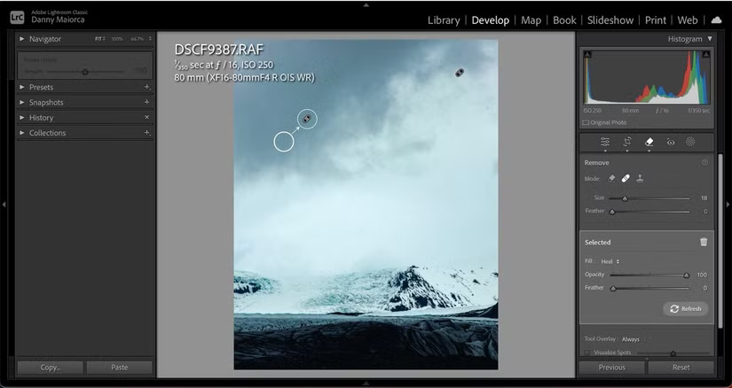 Spot Healing tool in Lightroom