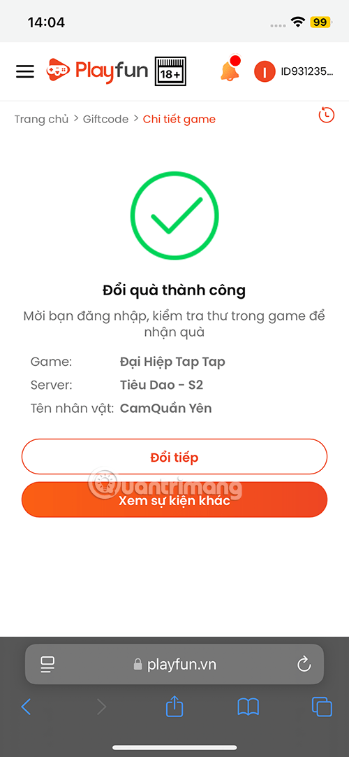 New Dai Hiep Tap Tap game code