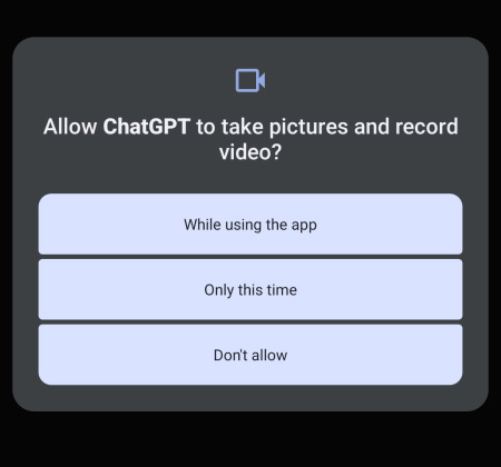 Grant permission to use ChatGPT camera