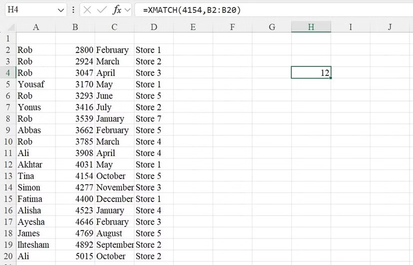 Find the location of a specific number in a Microsoft Excel spreadsheet.