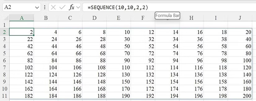 Create series of numbers in Microsoft Excel.