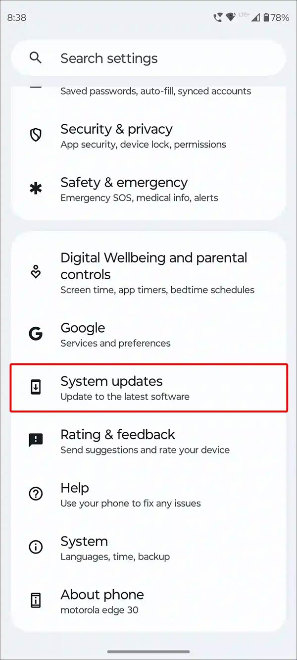 Update Android system