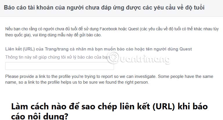 Report an underage Facebook account