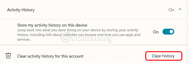 Delete Windows 11 activity history