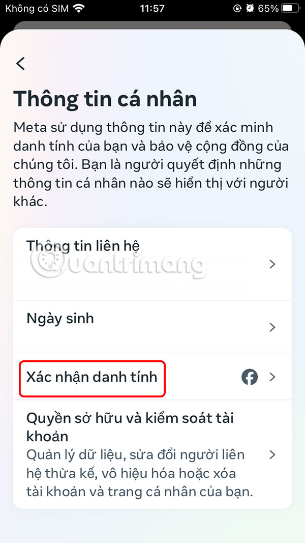 Xác nhận danh tính Facebook