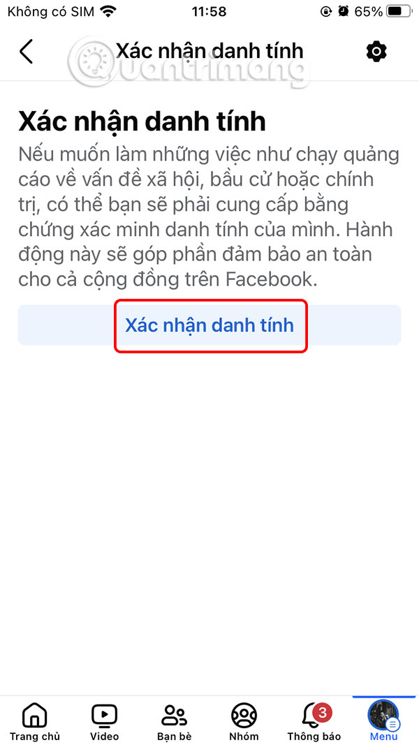 Thực hiện xác nhận danh tính