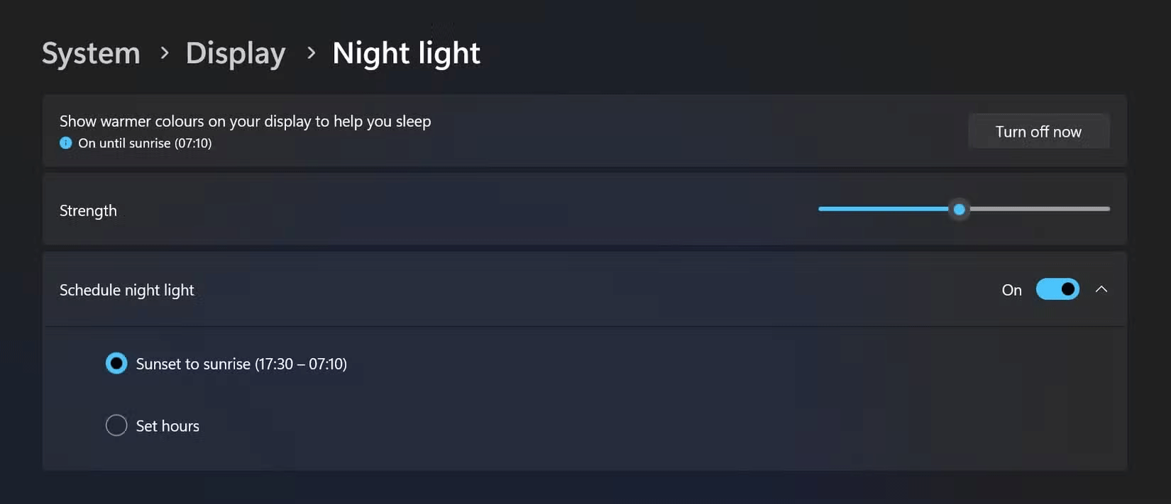 Install Night Light on Windows 11