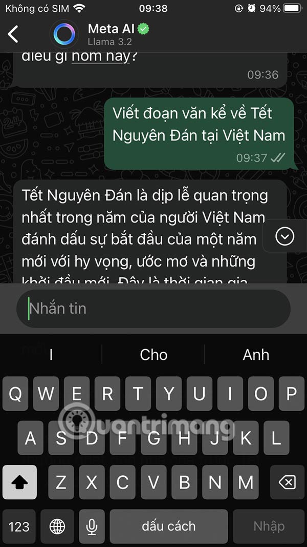 Chat với Meta AI trong WhatsApp