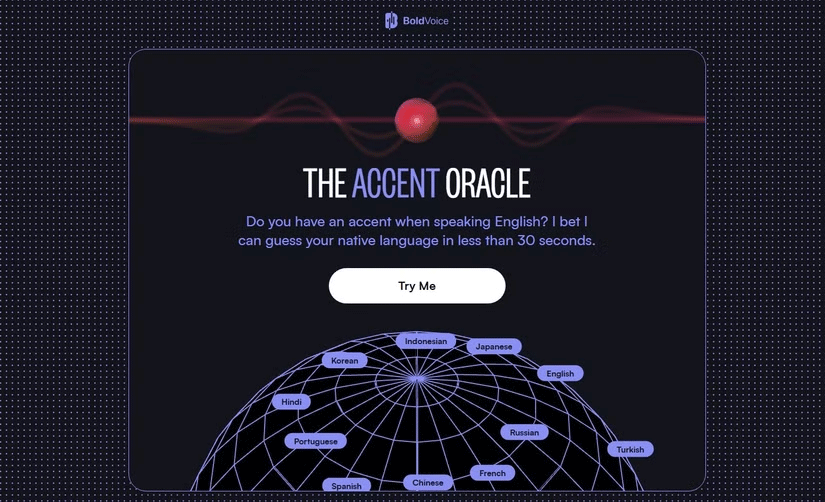 Màn hình chính của BoldVoice Accent Oracle