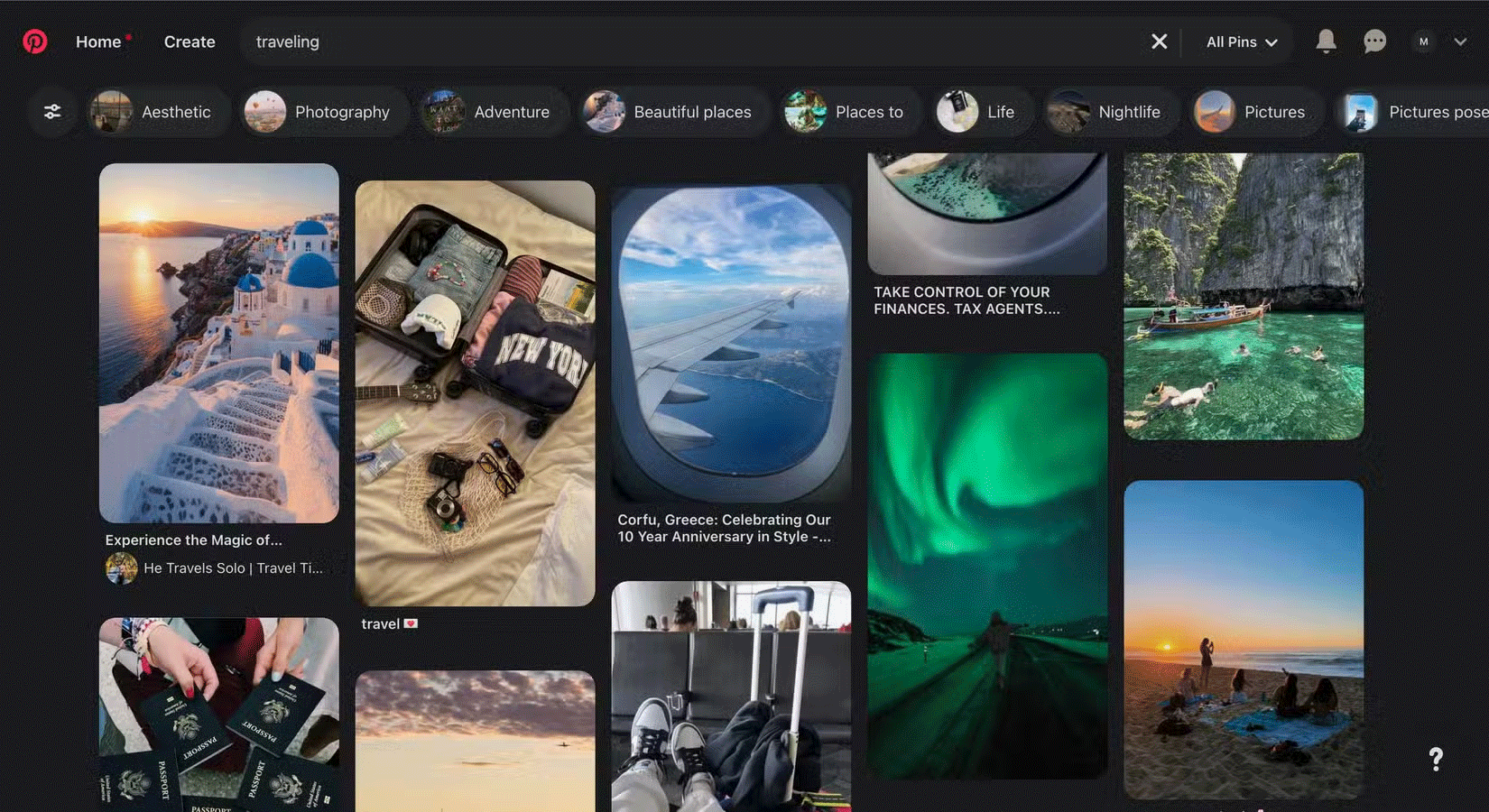 Hình ảnh về du lịch được upload lên trang web Pinterest