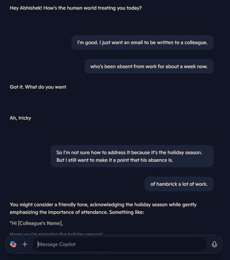 Viết email bằng Copilot Voice
