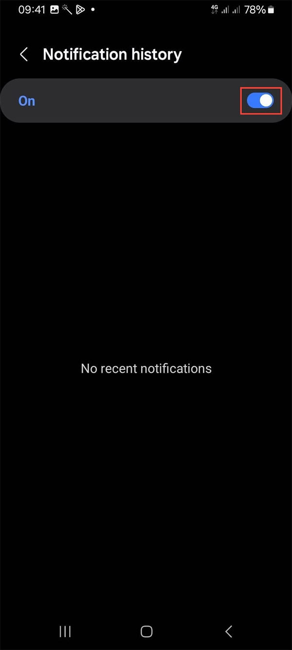 Enable notification history on Android