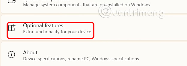 Tính năng tùy chọn Windows 11
