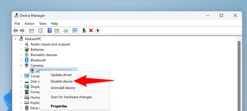 Tắt Webcam trên máy tính